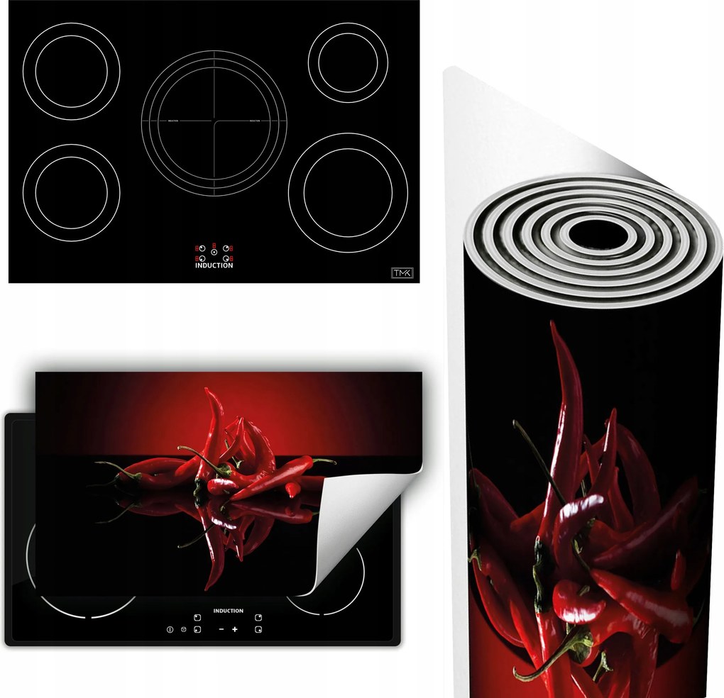 Vinil Szőnyeg Tűzhelyvédelem Asztallap 90x52 piros chili paprika