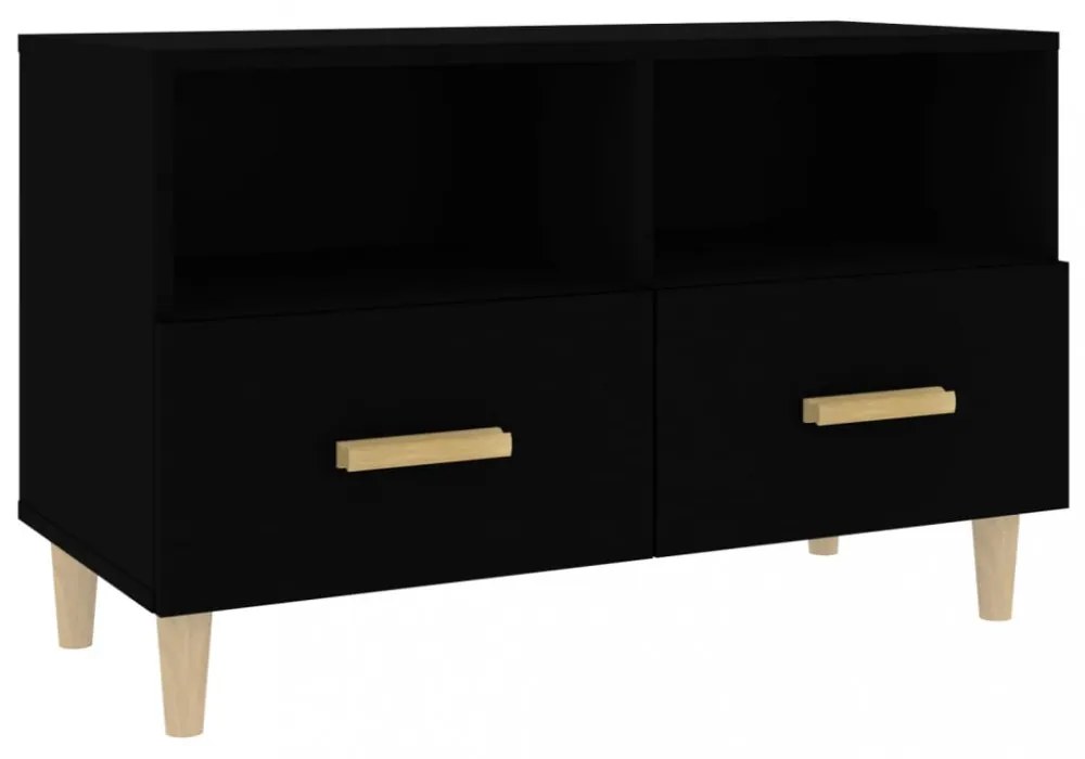 fekete szerelt fa TV-szekrény 80 x 36 x 50 cm