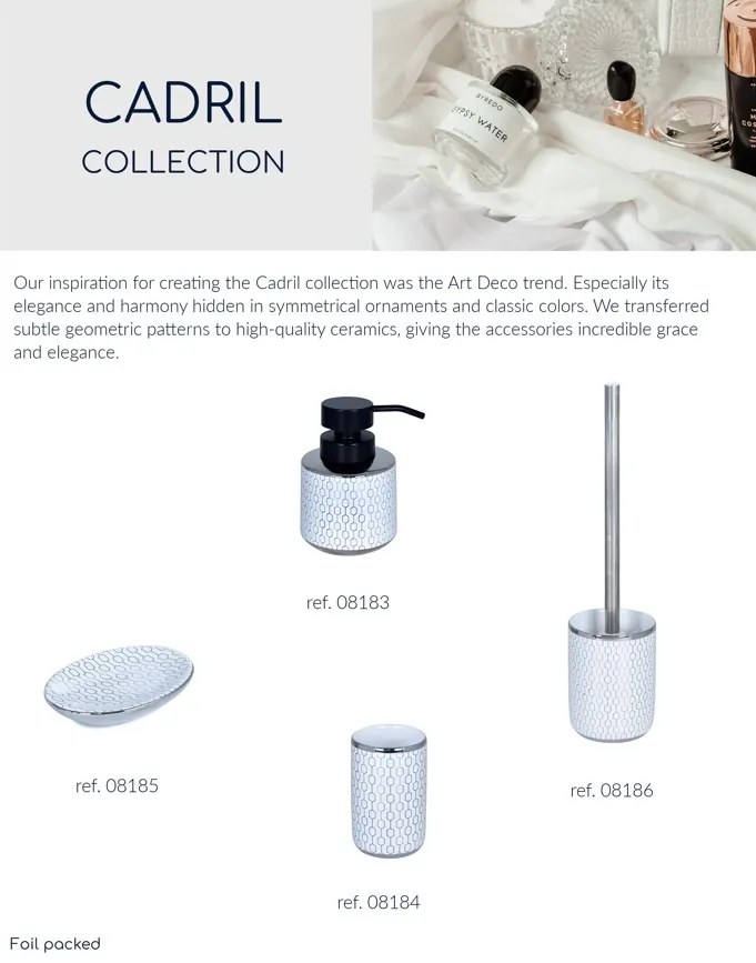 BISK Erga Cadril, álló WC kefe, fehér-króm, ERG-08186