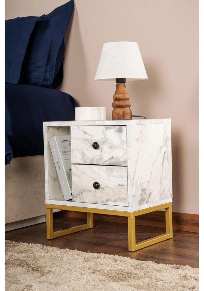 Éjjeliszekrény Glimmer - Fressia Marble, Arany
