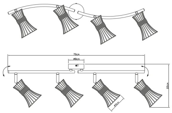 Globo 54814-4 - Spotlámpa PURRA 4xE14/40W/230V