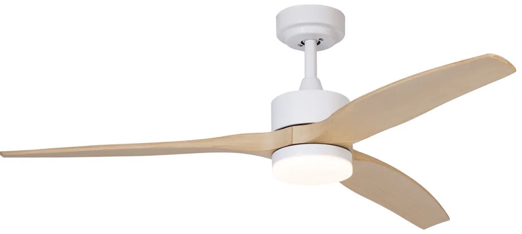 Fehér mennyezeti ventilátor fa mintával 132 cm, dimmelhető LED-del és távirányítóval - Joly