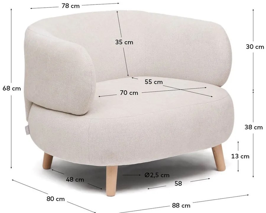 Bézs zsenília fotel Luisa – Kave Home