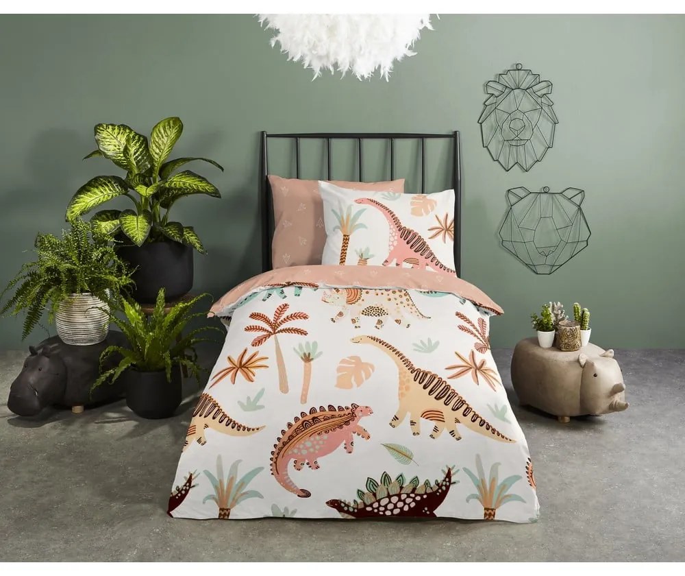 Barna-bézs pamut gyerek ágyneműhuzat babaágyhoz 100x135 cm Dino – Good Morning