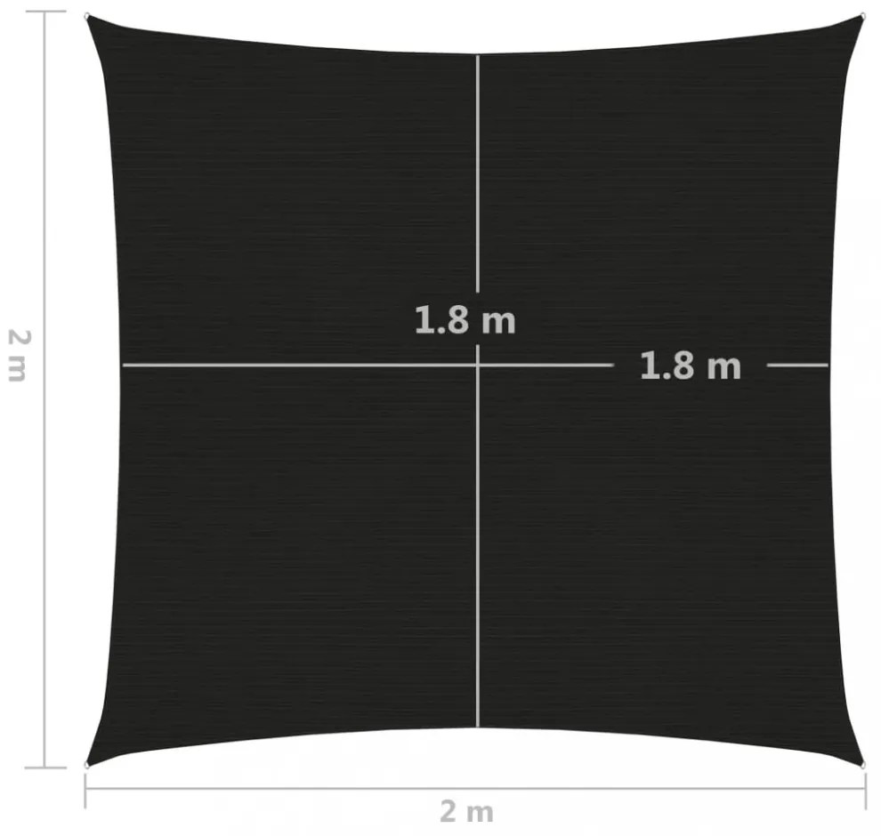 fekete HDPE napvitorla 160 g/m² 2 x 2 m