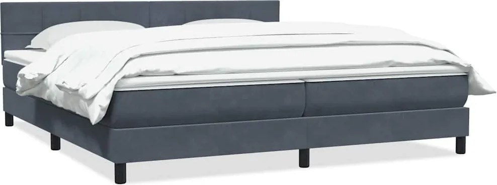 vidaXL sötétszürke bársony rugós ágy matraccal 180x210 cm