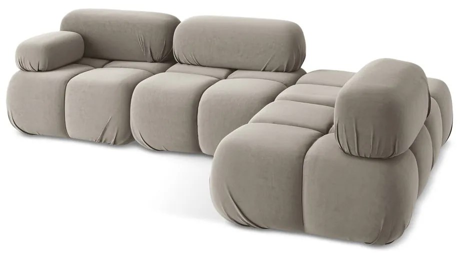 Bézs bársony moduláris sarokkanapé (jobb oldali) Lokua – Makamii