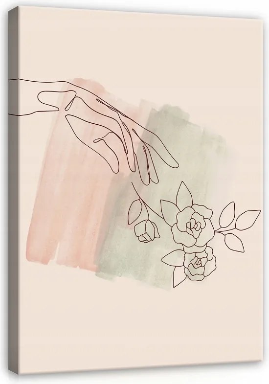 Vászonkép 50x70 Minimalizmus vonal rózsa tapintás nyugalom pasztell absztrakt botanika