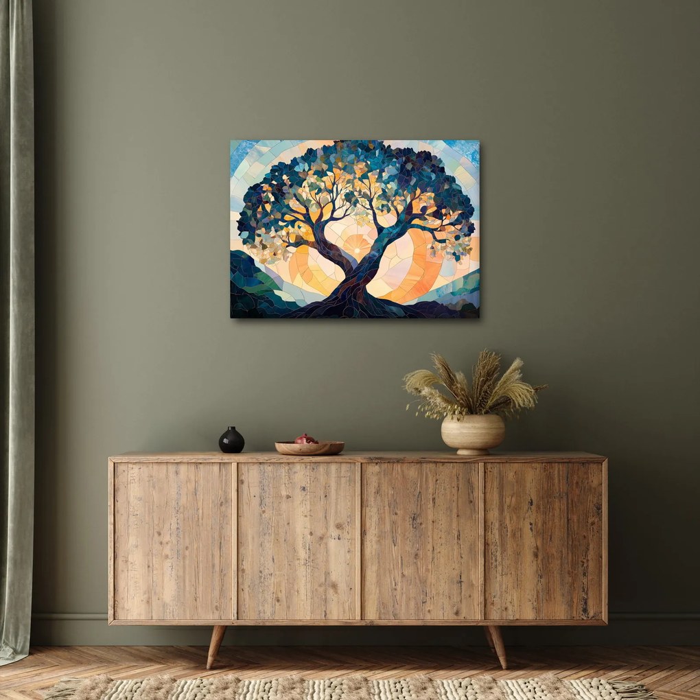Kép – Mozaik – nap és fa II. (70x50 cm)