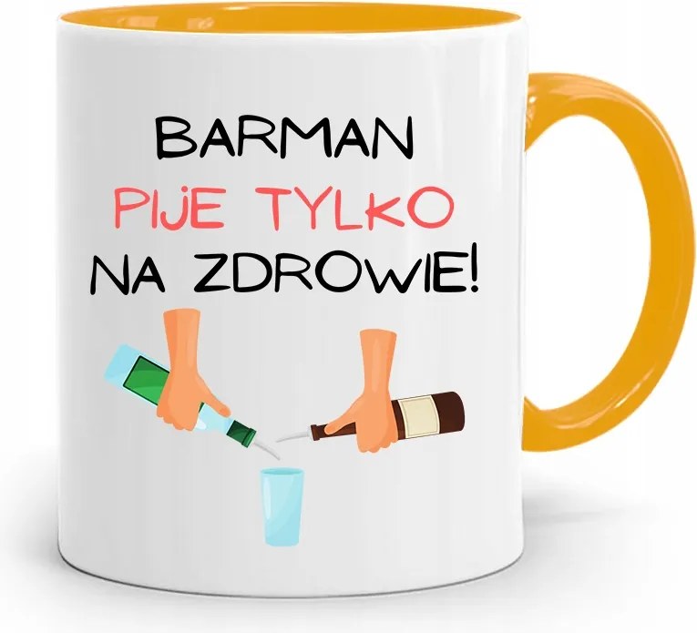 Sárga Bögre Csaposnak Csak Egészségre Iszik fényképes nyomattal