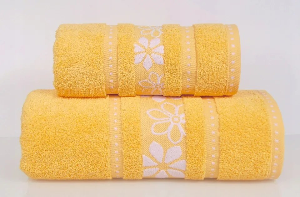 Margarita törölköző bolyhos virágok 70x130 sárga