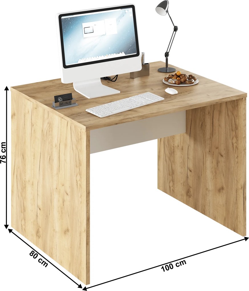 PC asztal, artisan tölgy/fehér, RIOMA TYP 12