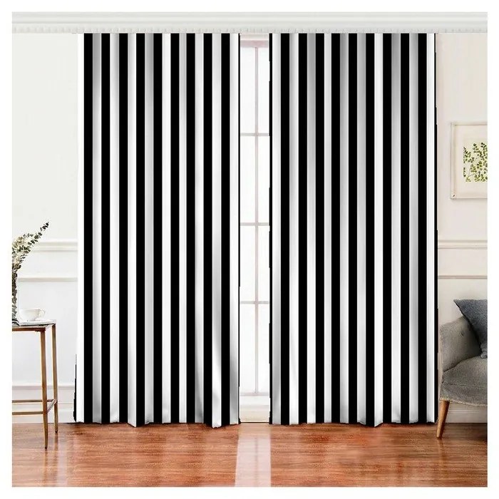 Fekete-fehér függöny szett 2 db-os 140x260 cm – Mila Home