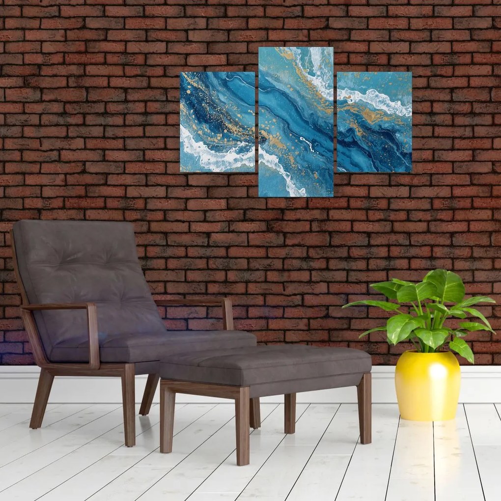 Kép - Világoskék márvány arannyal II. (90x60 cm)
