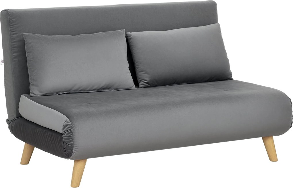 HOMCOM 3 az 1-ben Kanapéágy 130 x 78 cm, Az Ágy Funkcióval Rendelkező Összecsukható Kanapé Derékpárnákkal, Plüss Megjelenés, Állítható Hátpárna Nappal