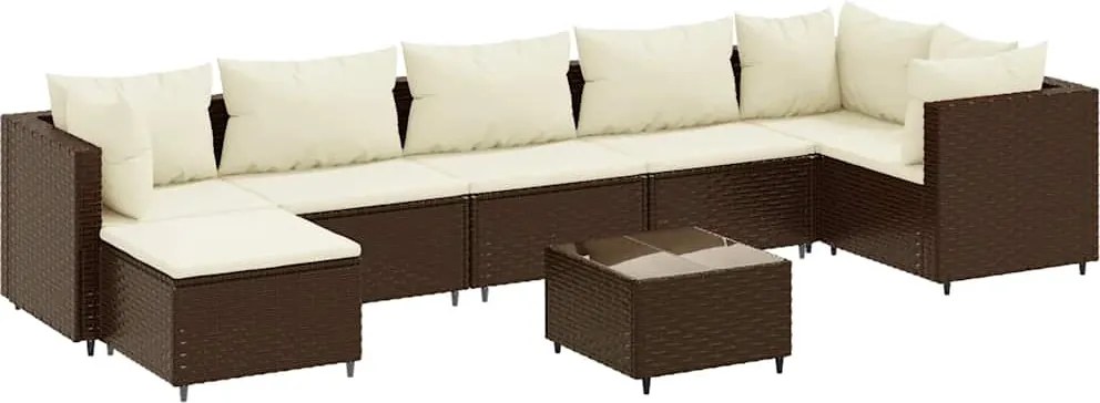 vidaXL 8 részes barna polyrattan kerti ülőgarnitúra párnákkal