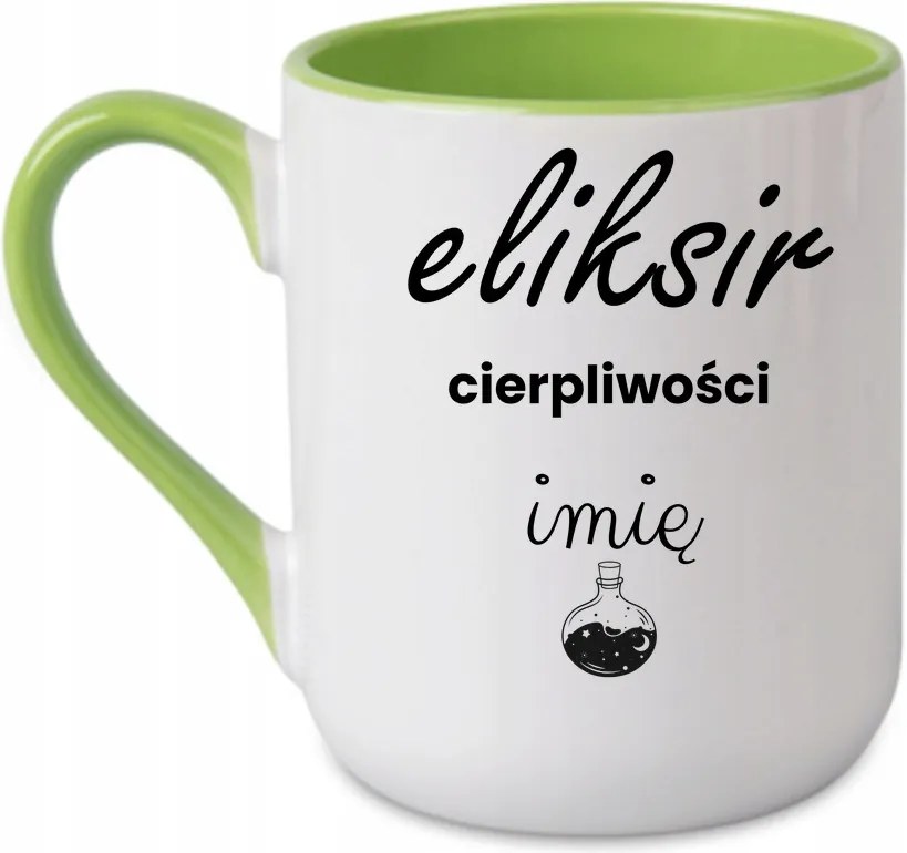 Caffee bögre "Türelem elixír név" Születésnapi Ajándék Zöld 330