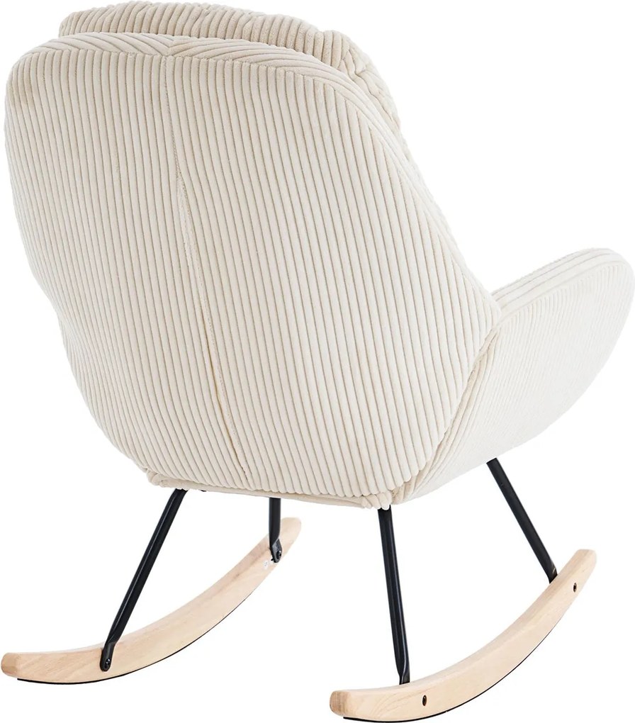 Hintaszék, relaxációs szék kordbársony kárpitozással, krém-bézs színű