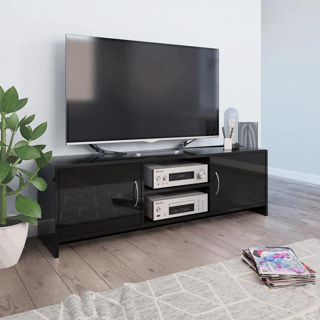 vidaXL magasfényű fekete forgácslap TV-szekrény 120 x 30 x 37,5 cm