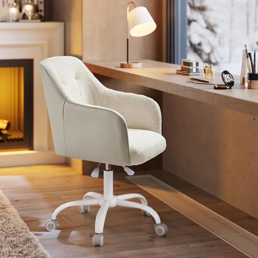 SABINA irodai szék, max. 110 kg, fehér/bézs SongmicsHome