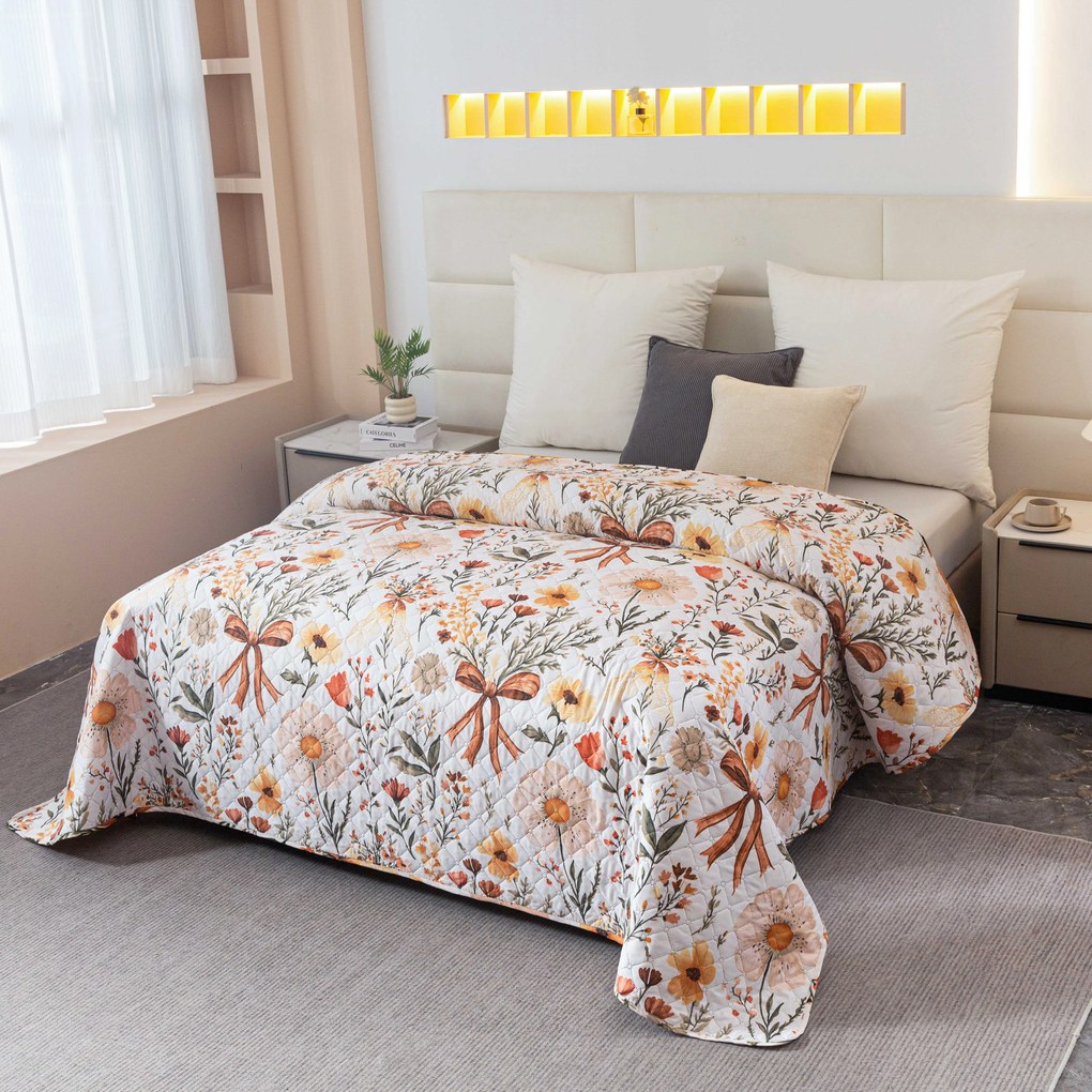 Ágytakaró FLORAL RIBBON, krémszínű Méret: 170 x 210 cm