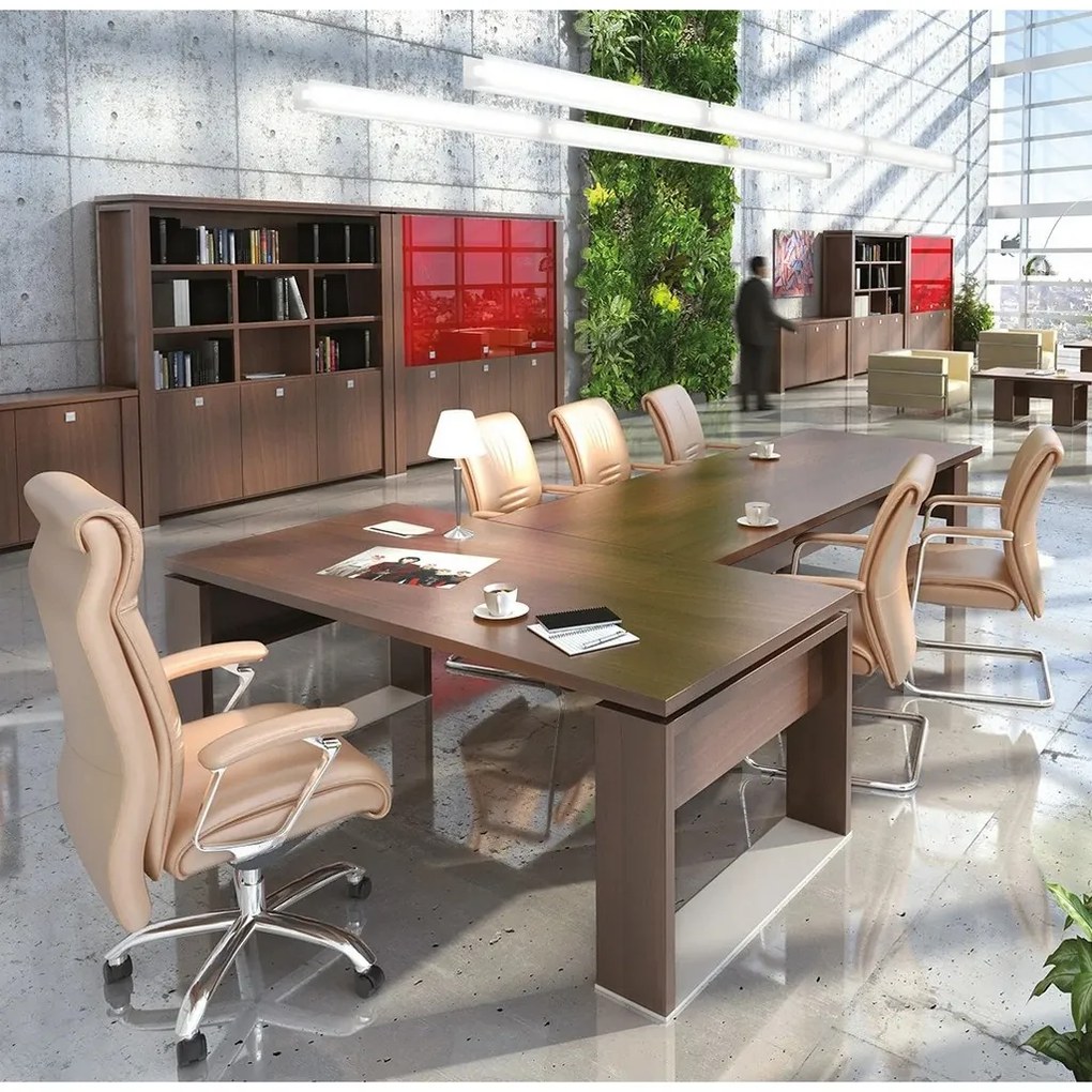 Verno ergonomikus asztal 220 x 200 cm, bal, antracit tölgy
