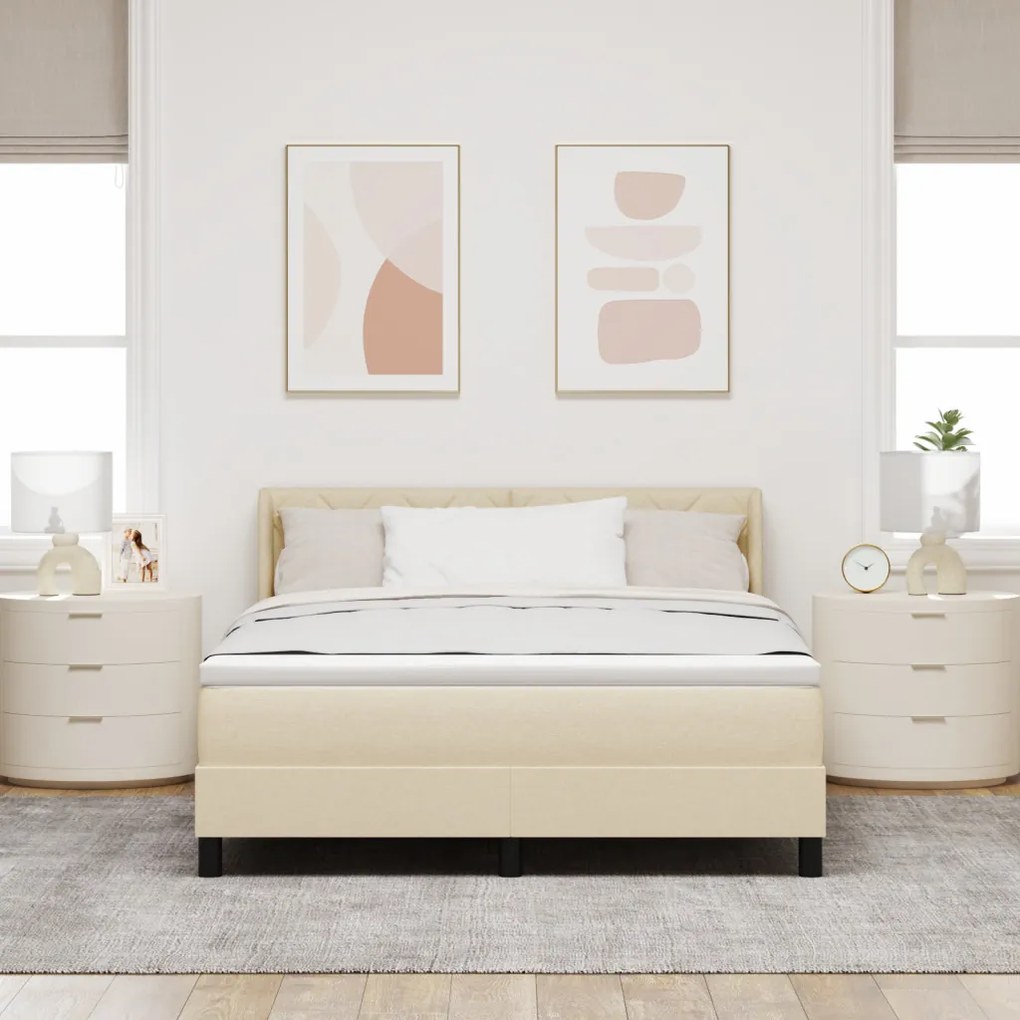 Boxspring Ágy Matrac-kal - Krém, 140 x 200 cm, Szövet