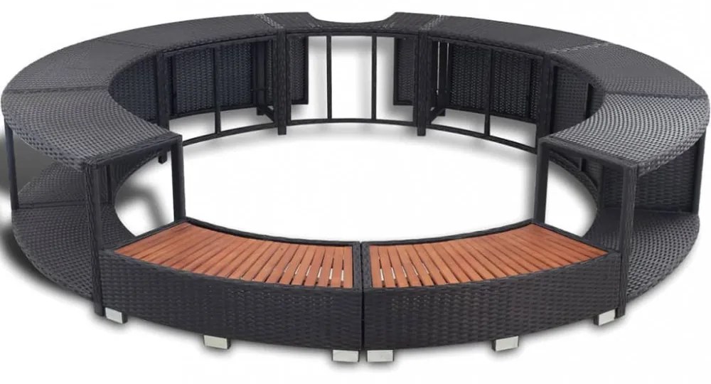 fekete polyrattan jakuzzi-keret