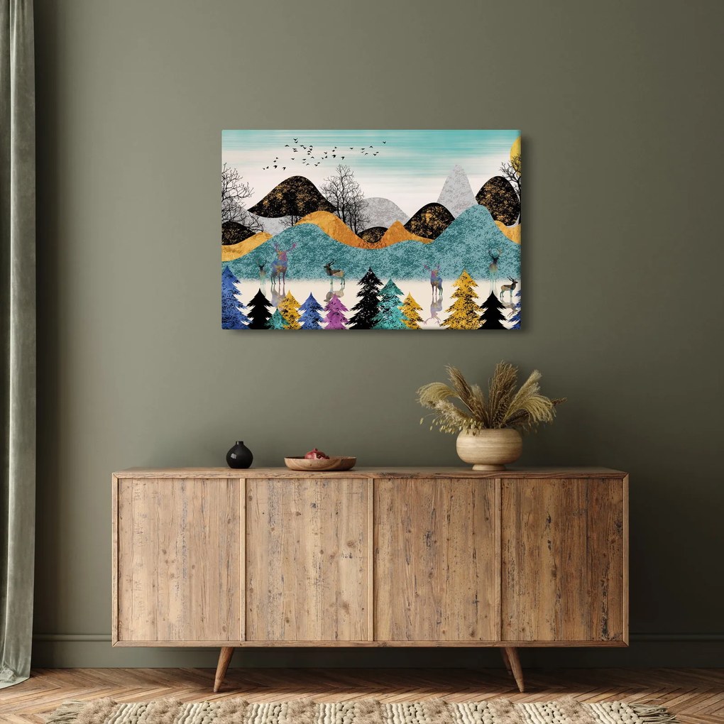 Grafikus kép szarvas (90x60 cm)
