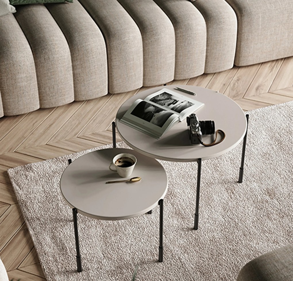 Sonatia dohányzóasztal 60 cm kerek fém lábakkal - kasmír