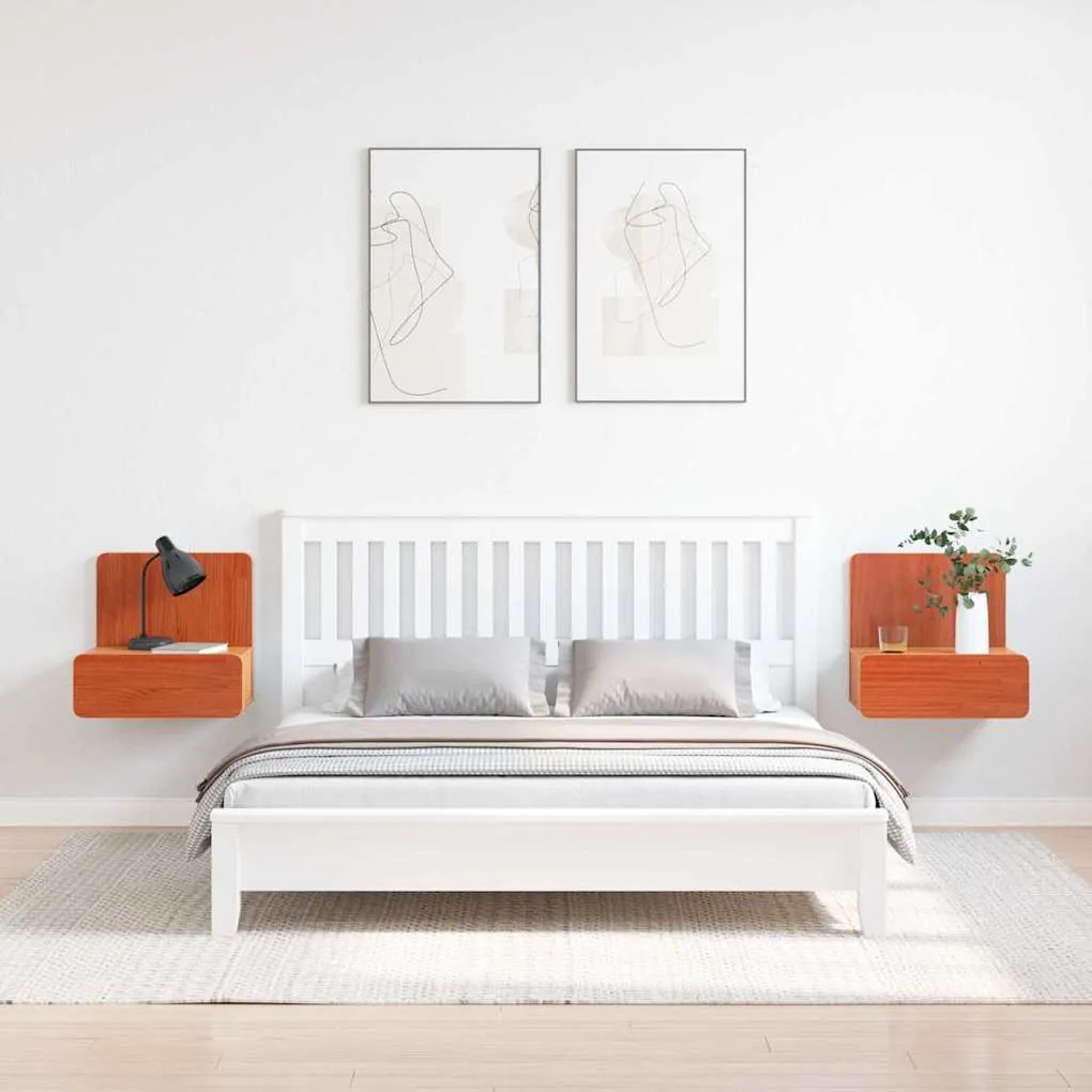 Éjjeli asztal 2 pcs Viaszbarna 44 x 32.5 x 40 cm Tömör fenyőfa