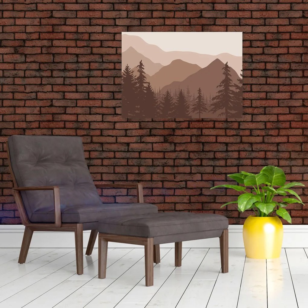 Üveg kép - Barna hegyek N⁰2 (70x50 cm)