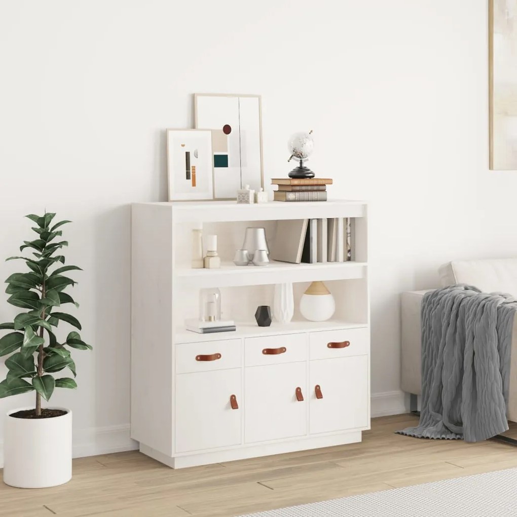 fehér tömör fenyőfa magasszekrény 100 x 40 x 108,5 cm