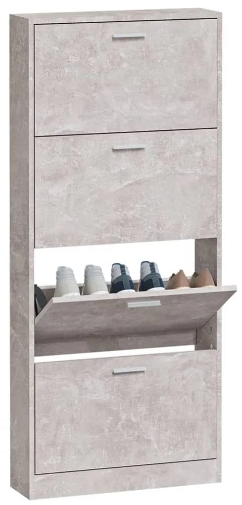 betonszürke szerelt fa cipőszekrény 59x17x150 cm
