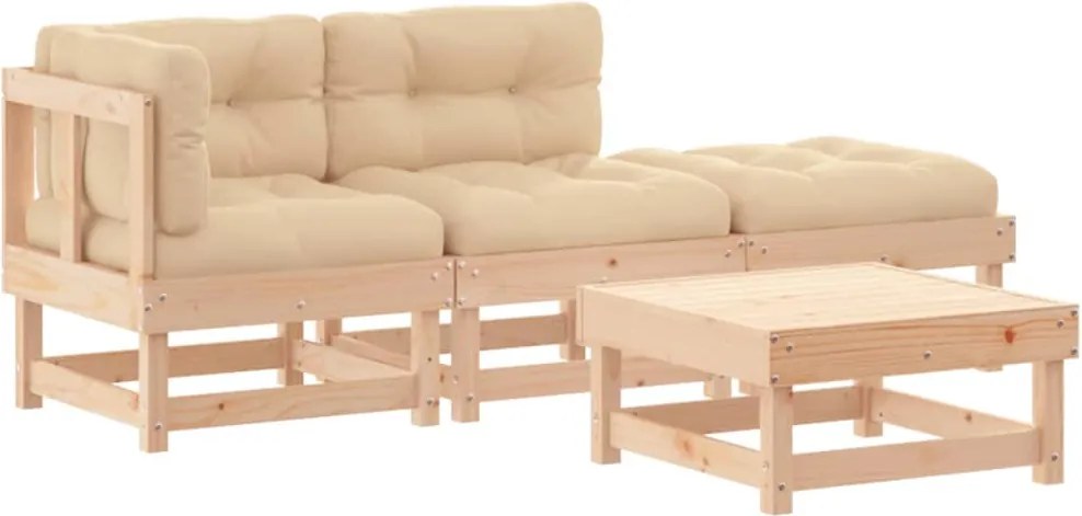 vidaXL 4 részes tömör fa kerti ülőgarnitúra párnákkal