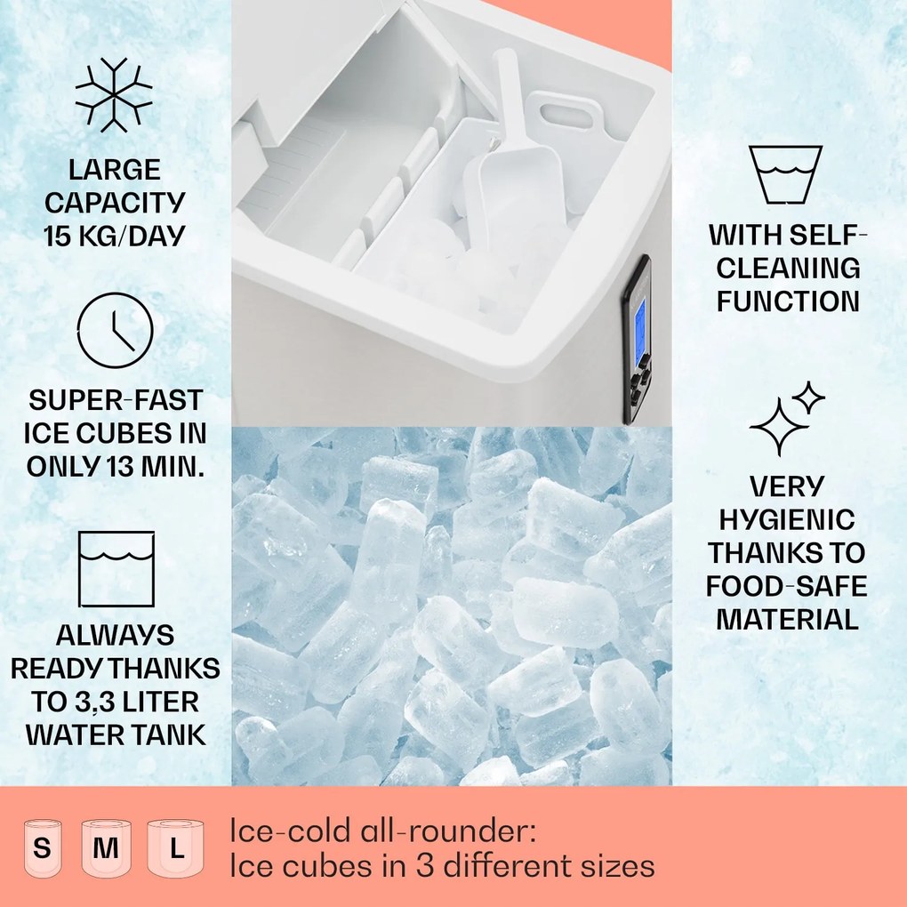 Klarstein Mr. Black-Frost, jégkocka készítő, 150 W, jégkockagyártó