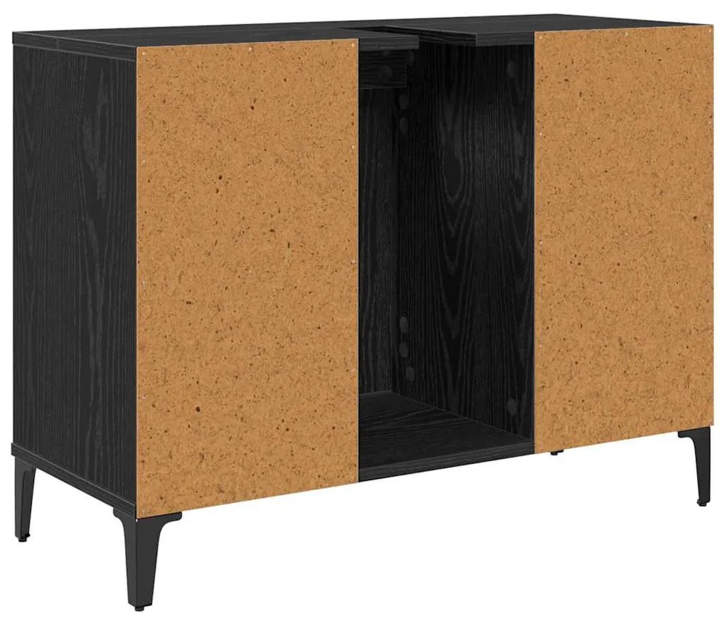 vidaXL Mosdókagyló szekrény polcokkal Fekete tölgy 80 x 33 x 60 cm