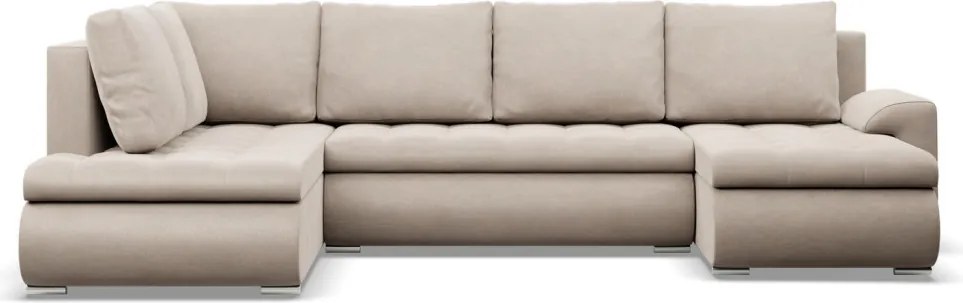 Tokio U sarokkanapé, 3 ágyneműtartóval, bársony, baloldali, bézs