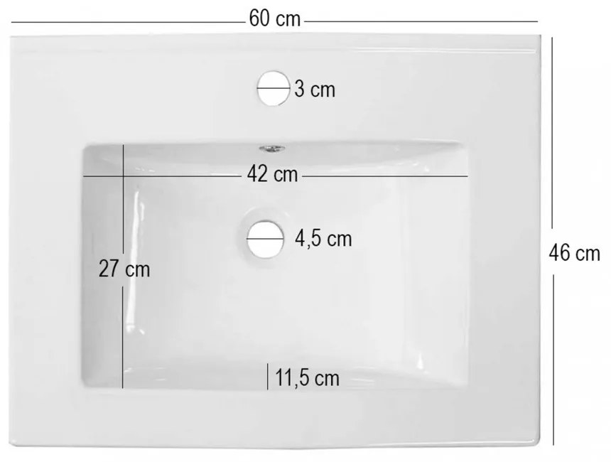 Flat Design mosdó 18x60x46 cm