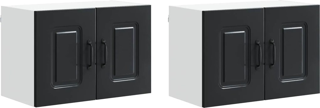 vidaXL Konyhaszekrény Kalmar 2 pcs Fekete 60 x 31 x 40 cm Faanyag