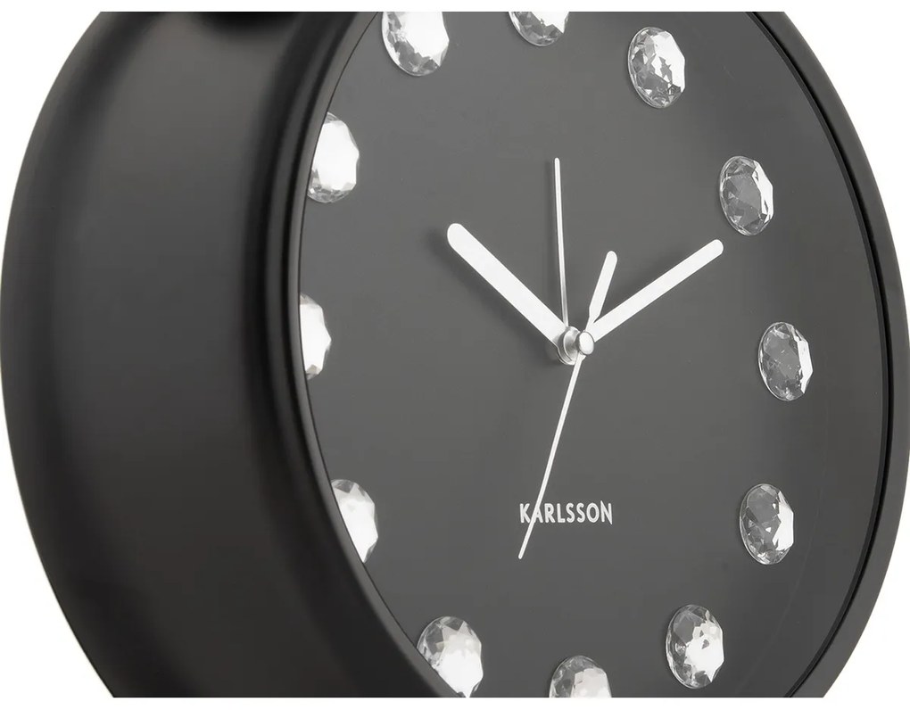 Karlsson 6019BK dizájner asztali óra/ébresztőórafekete, átmérő: 30 cm