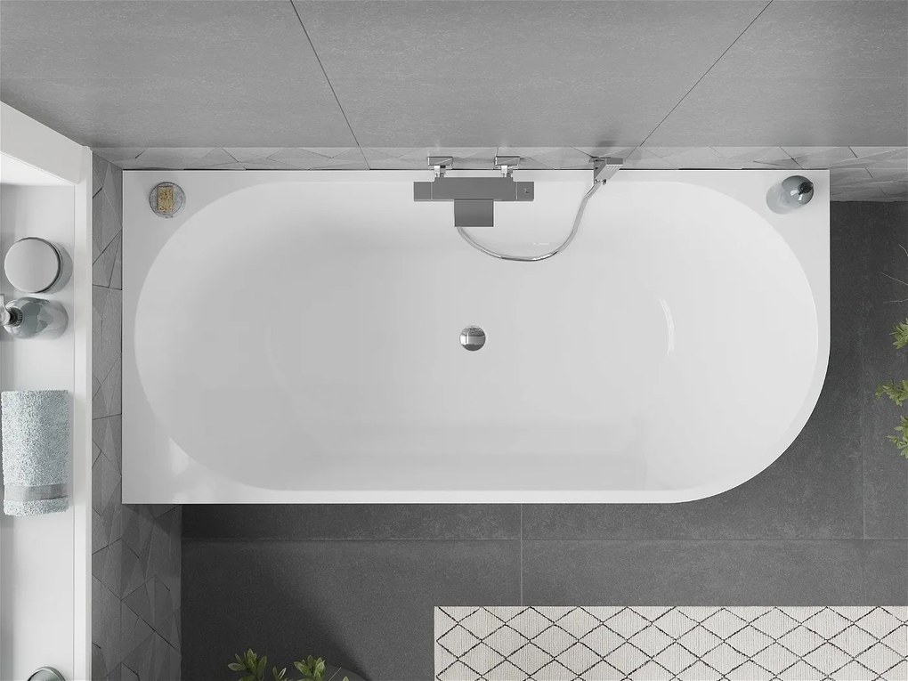 Luxury Mia szabadon álló fürdökád akril balos 160 x 75 cm, fehér, leeresztö króm - 52691607500L Térben álló kád