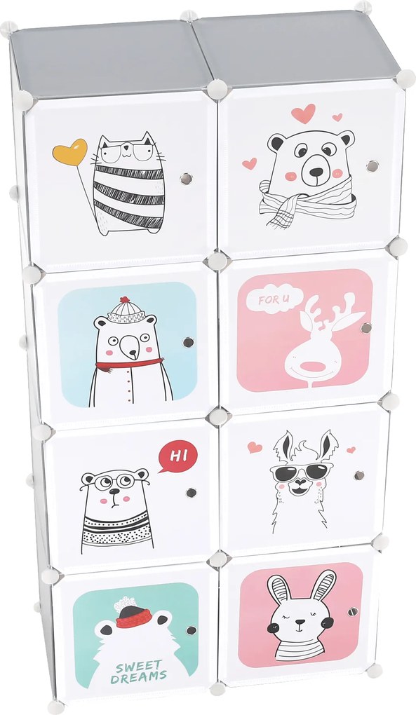 Gyerek moduláris szekrény, szürke/gyerek minta, ATREY