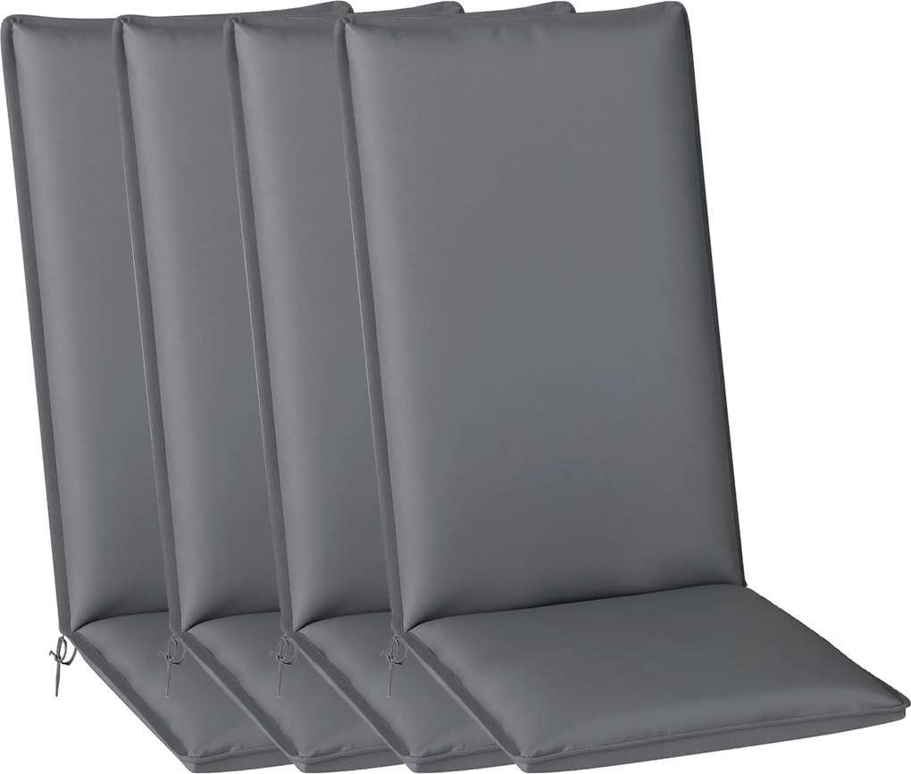 Outsunny 4 db-os kültéri székpárna szett, magas háttámlás székre, megkötőkkel és állítható szíjjal, anti-fading UPF50+ festett szövet, kert, terasz, e