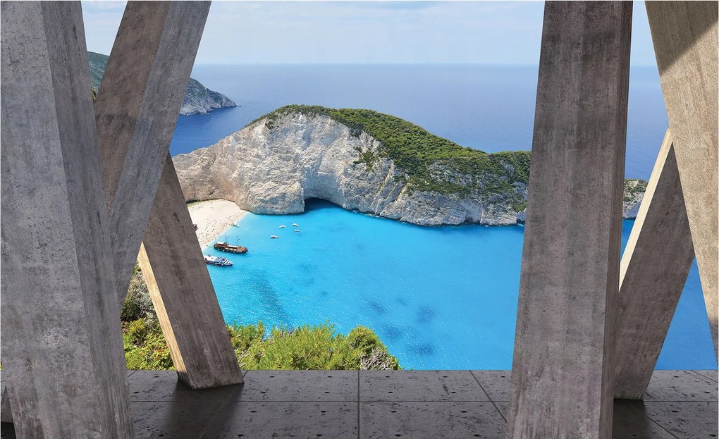 Fotótapéta Beton oszlopok és türkiz öböl strand 200x140 +ragasztó