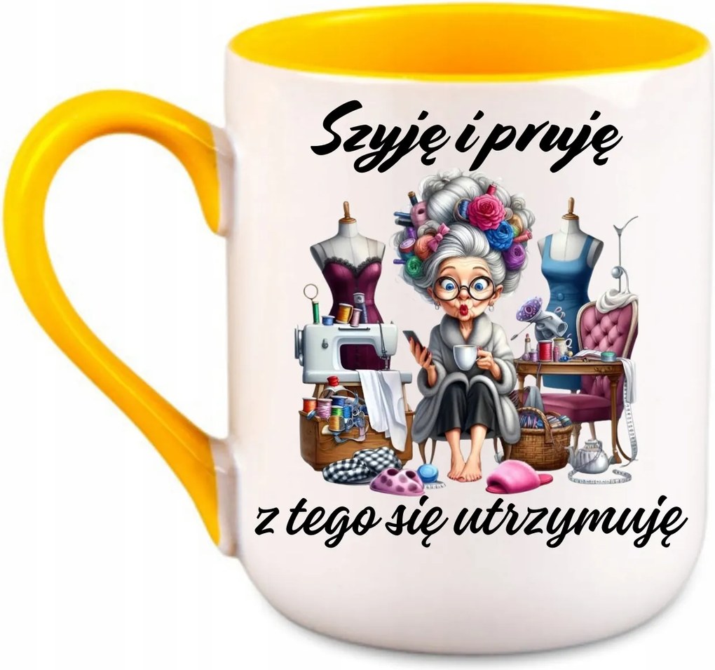 Bögre „Varom és préselem” kétoldalas Sárga 330 coffee