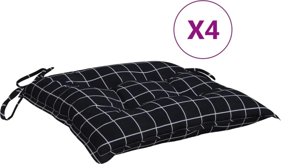 vidaXL 4 db fekete kockás oxford szövet székpárna 50 x 50 x 7 cm