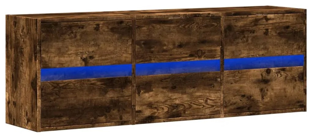 füstös tölgy színű fali TV-szekrény LED-ekkel 130x31x45 cm