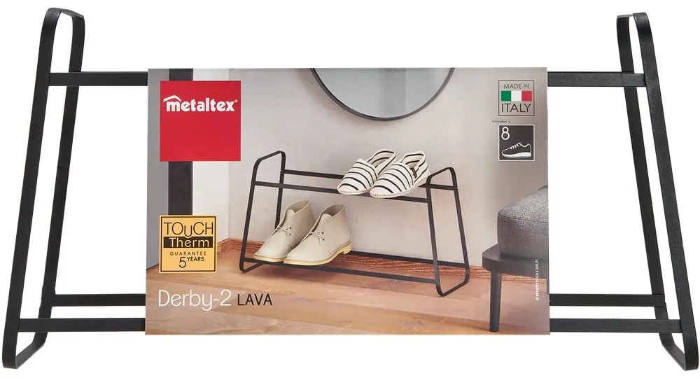 Derby fekete kétszintes cipőtartó - Metaltex