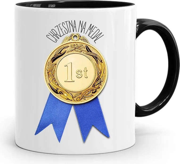 Keresztelői Bögre Fekete Ajándék fényképes nyomattal